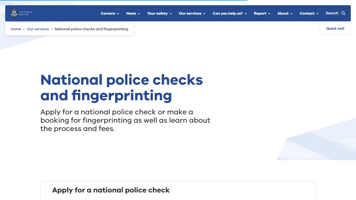 National police checks and fingerprinting - Victoria Police