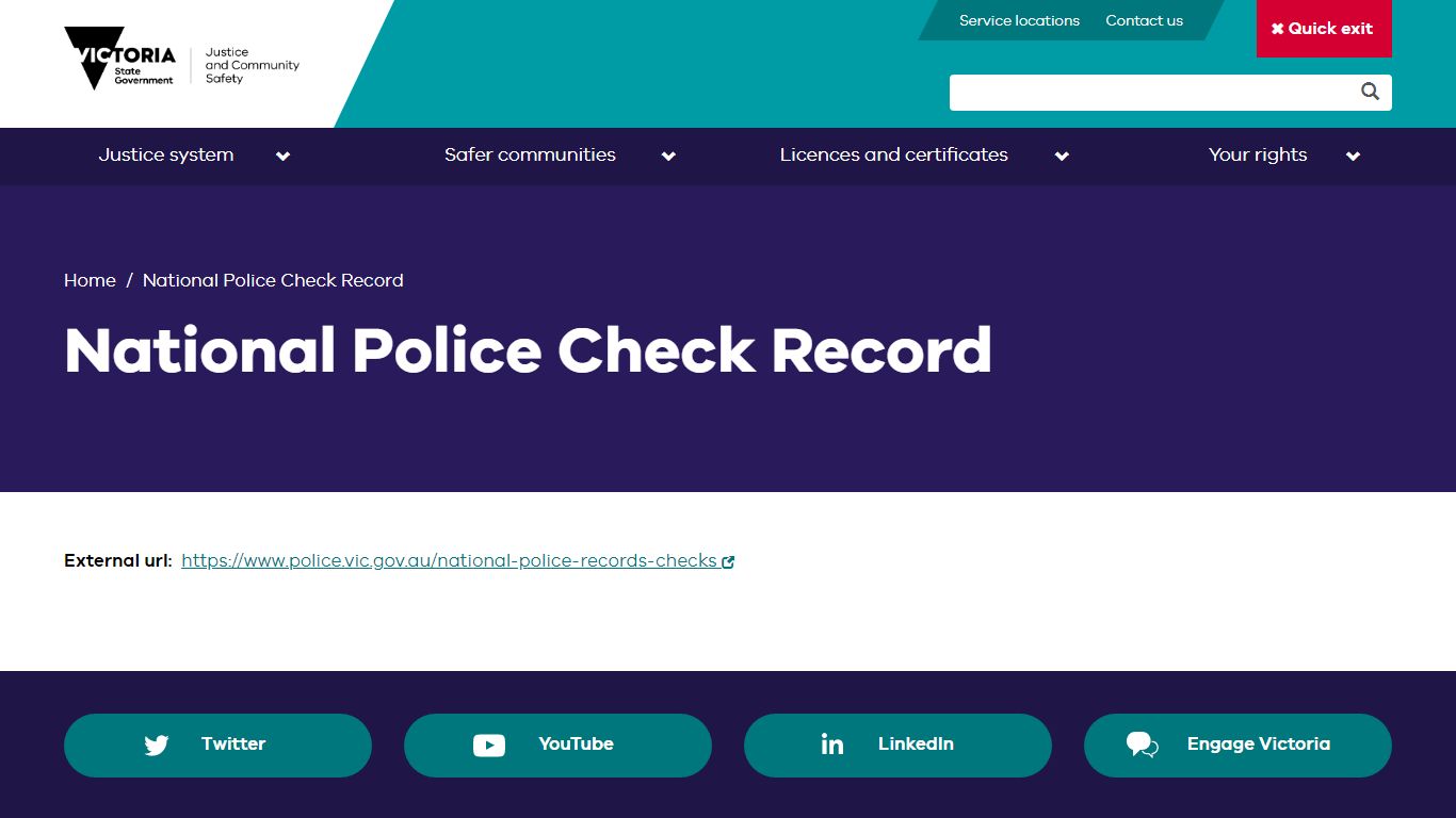 National Police Check Record | Department of Justice and Community ...